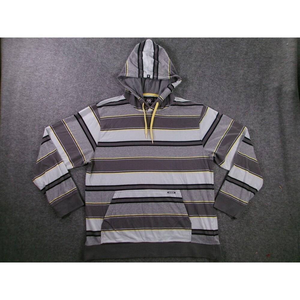 Dvision Hoodie Mens XL Gray Stripe Pullover Long Sleeve Kangaroo Pocket Hooded